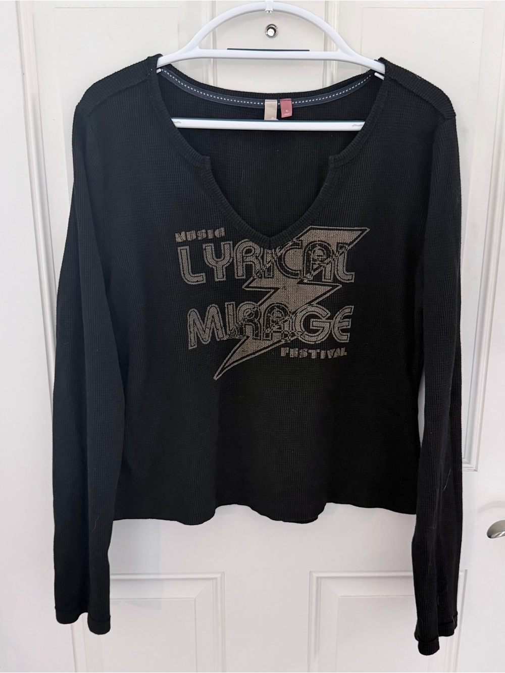Pilcro Anthropologie Thermal Waffle Knit Top XL | Black